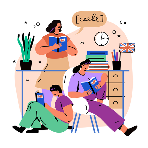 Young-people-learning-English-illustration-vector